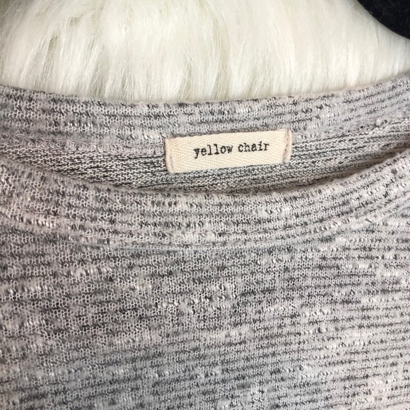 Yellow Chair Crop Box Sweater Balloon Sleeve Small Gray Crew Neck - Picture 7 of 8